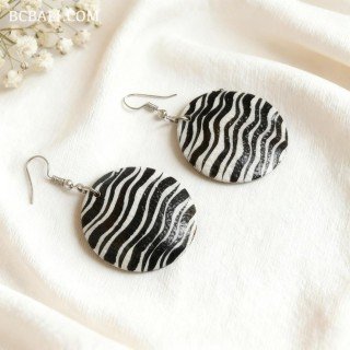 New Design Painting Wood Earrings Black & White